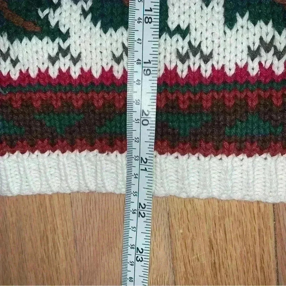 Vintage Christopher Sport Chunky Patterned Cotton Grandpa Sweater Large - Picture 9 of 10